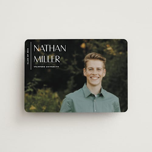 This is a chalk graduation announcements with standard by Anupama called editorial modern printing on magnet paper in magnet