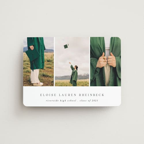 This is a cotton graduation announcements with standard by Morgan Kendall called carousel printing on magnet paper in magnet