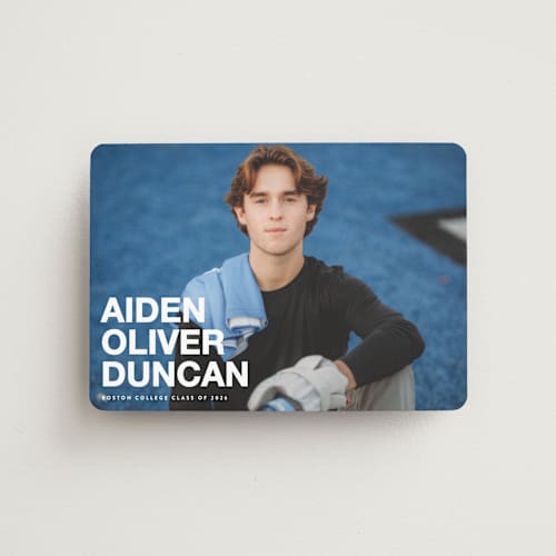 This is a cloud graduation announcements with standard by Maria Alou called the graduate printing on magnet paper in magnet