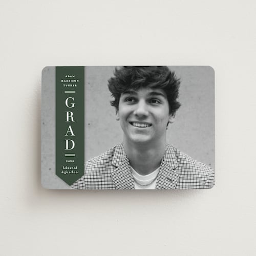 This is a pine graduation announcements with standard by Lauren Chism called classic sash printing on magnet paper in magnet