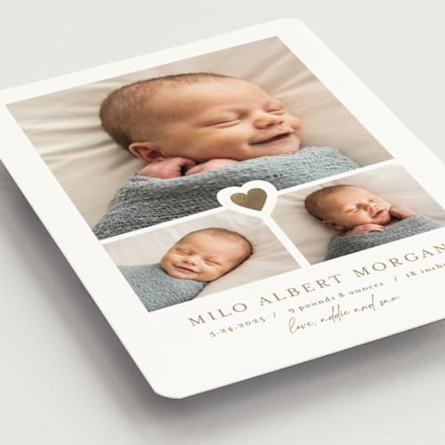 This is a fawn birth announcement magnets with foil pressed by Jen Tips called our little sweetheart printing on magnet paper in magnet
