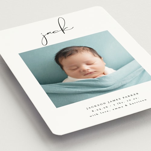 This is a midnight birth announcement magnets with standard by Lehan Veenker called just me printing on magnet paper in magnet
