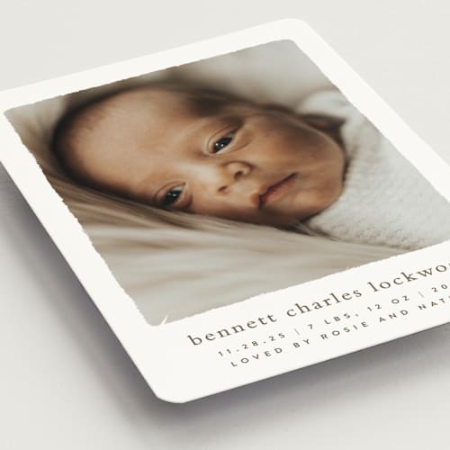 This is a chestnut birth announcement magnets with standard by Ekko Studio called rustic printing on magnet paper in magnet