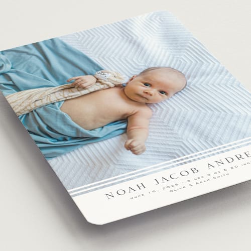 This is a cloud birth announcement magnets with standard by Nicole Walsh called minimalist stripes printing on magnet paper in magnet