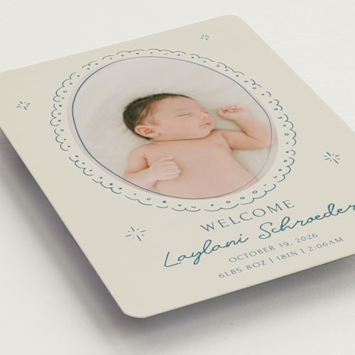 This is a deep pond birth announcement magnets with standard by Zove Ahhh called doodle frame printing on magnet paper in magnet