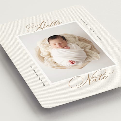 This is a sand birth announcement magnets with standard by Gwen Bedat called sweet stripes printing on magnet paper in magnet
