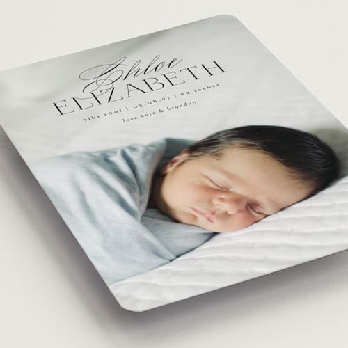 This is a classic birth announcement magnets with standard by Kelly Schmidt called formal script announcement printing on magnet paper in magnet