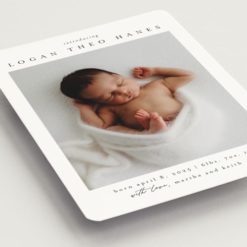 This is a sugar birth announcement magnets with standard by Chris Griffith called frame of happiness printing on magnet paper in magnet