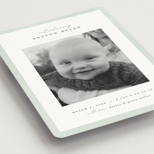 This is a sea salt birth announcement magnets with standard by Pixel and Hank called story printing on magnet paper in magnet