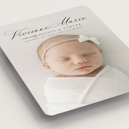 This is a noir birth announcement magnets with standard by Ashlee Townsend called enchanted love printing on magnet paper in magnet