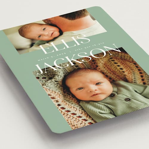 This is a aloe birth announcement magnets with standard by Pixel and Hank called double time printing on magnet paper in magnet