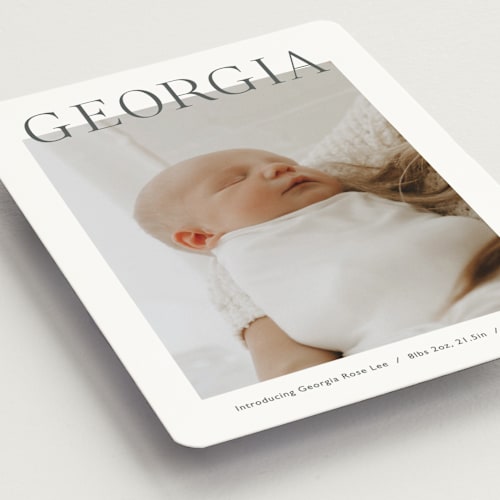 This is a ink birth announcement magnets with standard by Carolyn MacLaren called the chic side printing on magnet paper in magnet