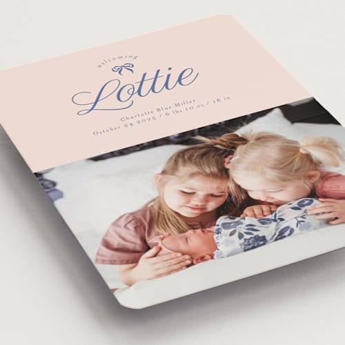 This is a petal birth announcement magnets with standard by Leia Matt called preppy little bow printing on magnet paper in magnet