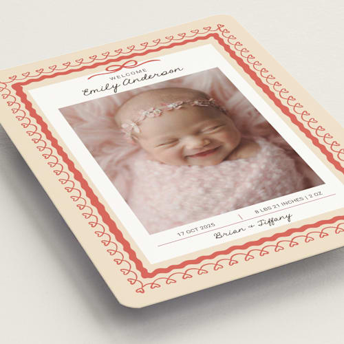 This is a latte birth announcement magnets with standard by Kartika Paramita called vintage love bow printing on magnet paper in magnet