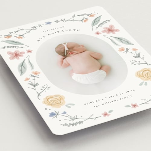 This is a meadow birth announcement magnets with standard by Emily Sabol Goss called le jardin printing on magnet paper in magnet