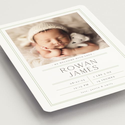 This is a lime birth announcement magnets with standard by Shirley Lin Schneider called birth stats label printing on magnet paper in magnet