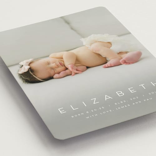 This is a sugar birth announcement magnets with standard by Juneau Designs called sweet love printing on magnet paper in magnet