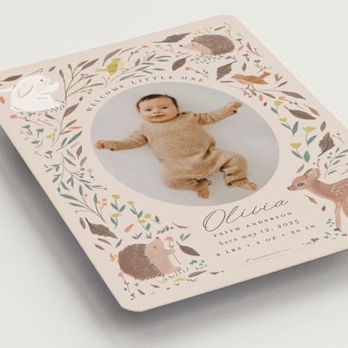 This is a buttercream birth announcement magnets with standard by Vera Lim called little friends printing on magnet paper in magnet
