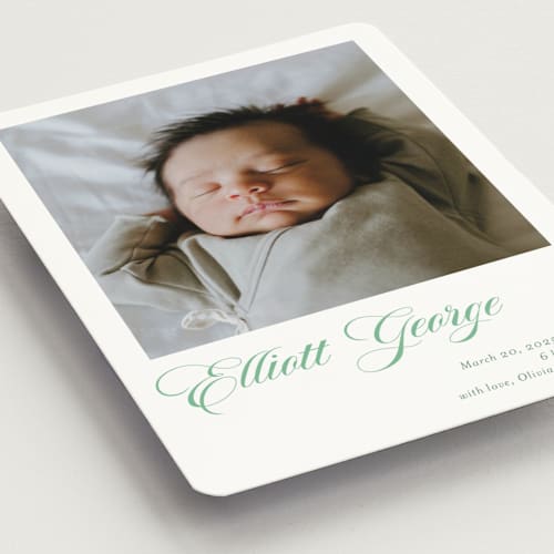 This is a clover birth announcement magnets with standard by Megan Davis called hollis printing on magnet paper in magnet