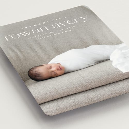 This is a cotton birth announcement magnets with standard by Olivia Raufman called exemplary printing on magnet paper in magnet