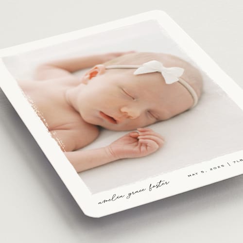 This is a snow birth announcement magnets with standard by Pixel and Hank called edgy printing on magnet paper in magnet