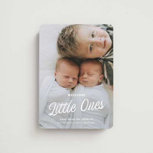 This is a bunny birth announcement magnets with standard by Sarah Cohn called vintage printing on magnet paper in magnet
