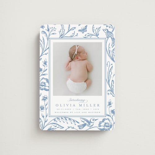 This is a cloud birth announcement magnets with standard by Teju Reval called dreamy garden printing on magnet paper in magnet