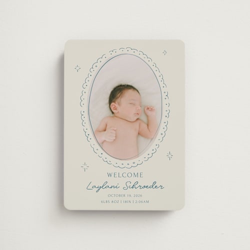 This is a deep pond birth announcement magnets with standard by Zove Ahhh called doodle frame printing on magnet paper in magnet