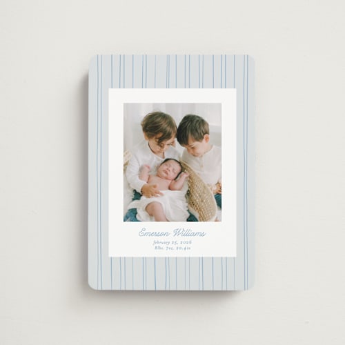 This is a sky birth announcement magnets with standard by Tamara Hilje called rayitas printing on magnet paper in magnet