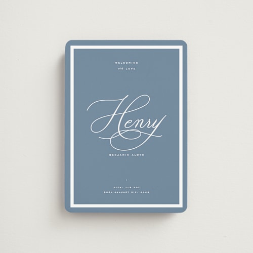 This is a sky birth announcement magnets with standard by Blustery August called welcome baby printing on magnet paper in magnet