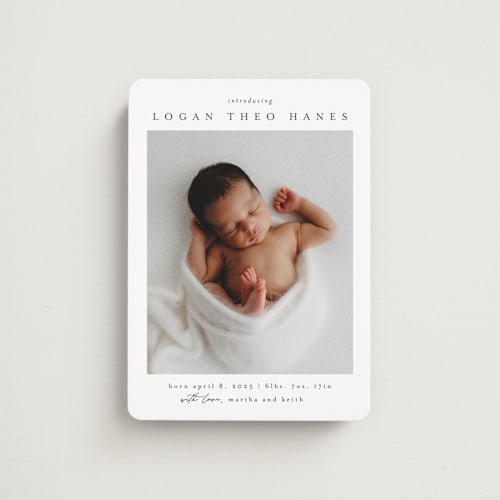 This is a sugar birth announcement magnets with standard by Chris Griffith called frame of happiness printing on magnet paper in magnet