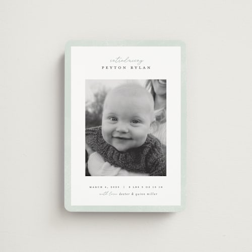 This is a sea salt birth announcement magnets with standard by Pixel and Hank called story printing on magnet paper in magnet