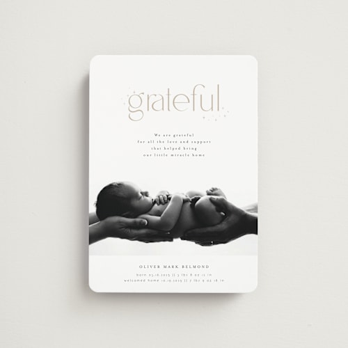 This is a stars birth announcement magnets with standard by Orasie called grateful printing on magnet paper in magnet