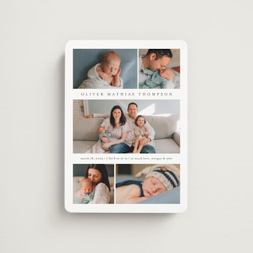 This is a cloud birth announcement magnets with standard by Heather Schertzer called too cute printing on magnet paper in magnet