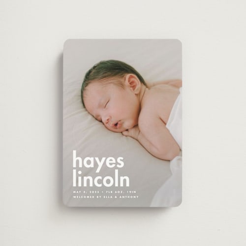 This is a cloud birth announcement magnets with standard by Ellen Schlegelmilch called hayes printing on magnet paper in magnet