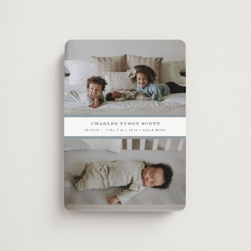 This is a sky birth announcement magnets with standard by Sara Hicks Malone called stripe classic printing on magnet paper in magnet