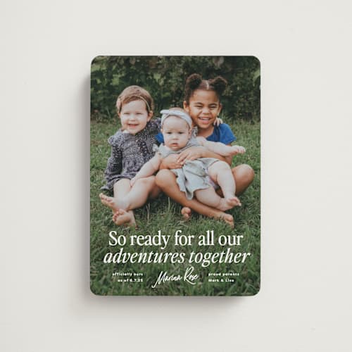 This is a cloud birth announcement magnets with standard by Erin L. Wilson called together printing on magnet paper in magnet