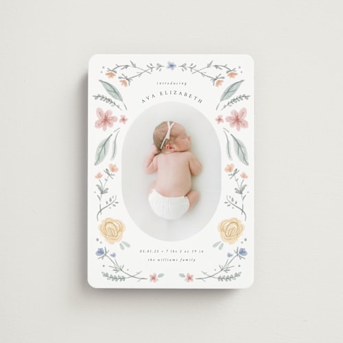 This is a meadow birth announcement magnets with standard by Emily Sabol Goss called le jardin printing on magnet paper in magnet