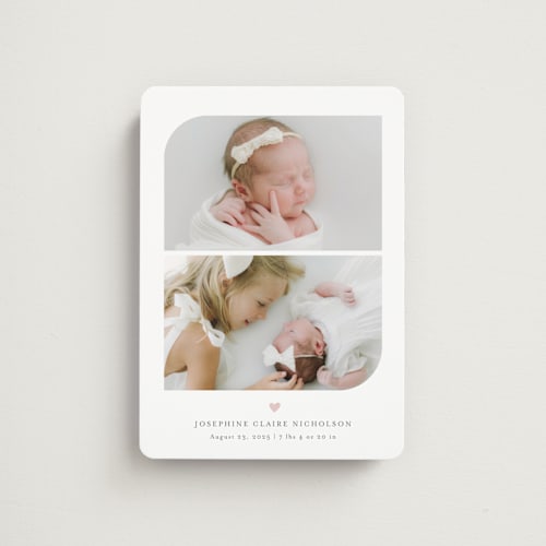 This is a cotton candy birth announcement magnets with standard by Jessica Williams called camber printing on magnet paper in magnet