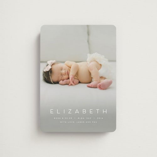 This is a sugar birth announcement magnets with standard by Juneau Designs called sweet love printing on magnet paper in magnet