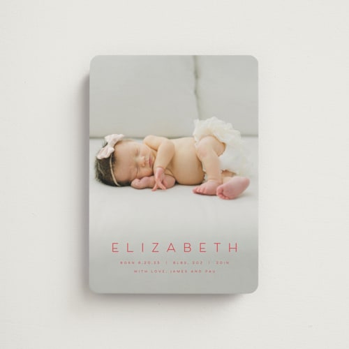 This is a cupcake birth announcement magnets with standard by Juneau Designs called sweet love printing on magnet paper in magnet