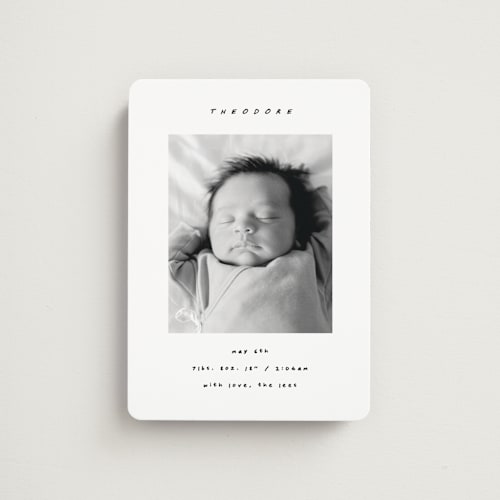 This is a snow birth announcement magnets with standard by AK Graphics called pano printing on magnet paper in magnet