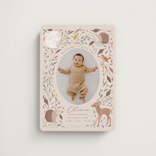 This is a buttercream birth announcement magnets with standard by Vera Lim called little friends printing on magnet paper in magnet
