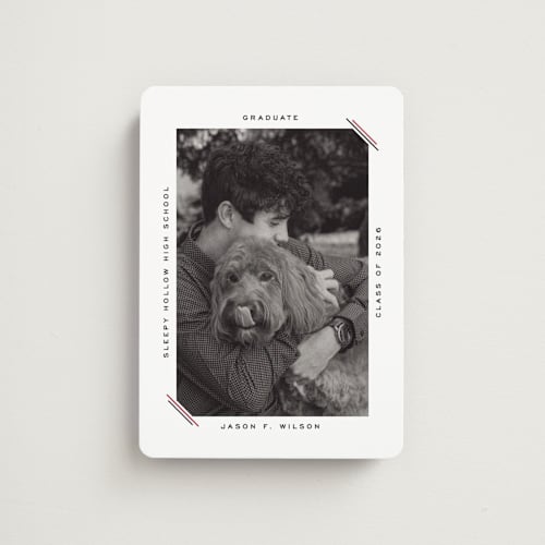 This is a coal graduation announcements with standard by Claudia Orengo called color stripes printing on magnet paper in magnet