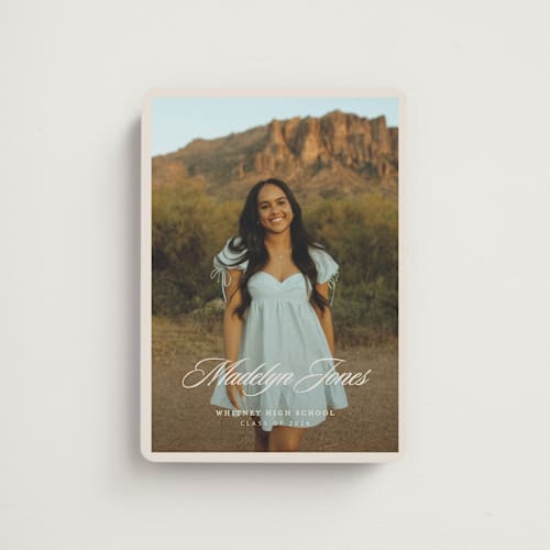 This is a sand graduation announcements with standard by Megan Cash called fluid printing on magnet paper in magnet