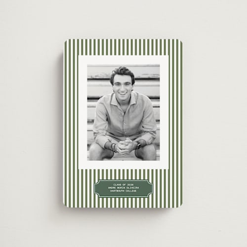 This is a pine graduation announcements with standard by Sherley Ferreira called stripes of success printing on magnet paper in magnet