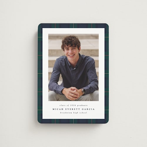 This is a academy graduation announcements with standard by Lea Delaveris called preppy plaid printing on magnet paper in magnet