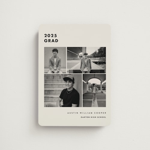 This is a sandstone graduation announcements with standard by Olivia Raufman called fourth quarter printing on magnet paper in magnet