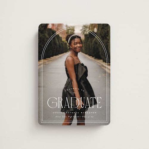 This is a cotton graduation announcements with standard by Carmia Jordaan called brilliant day printing on magnet paper in magnet