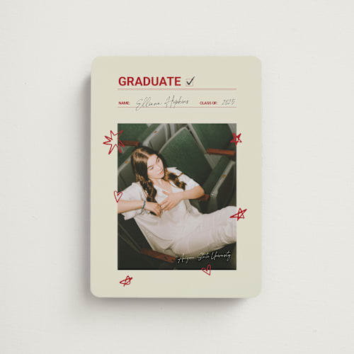 This is a parchment graduation announcements with standard by Zove Ahhh called checklist complete printing on magnet paper in magnet